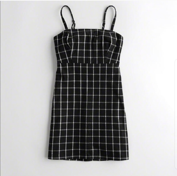 black plaid dress